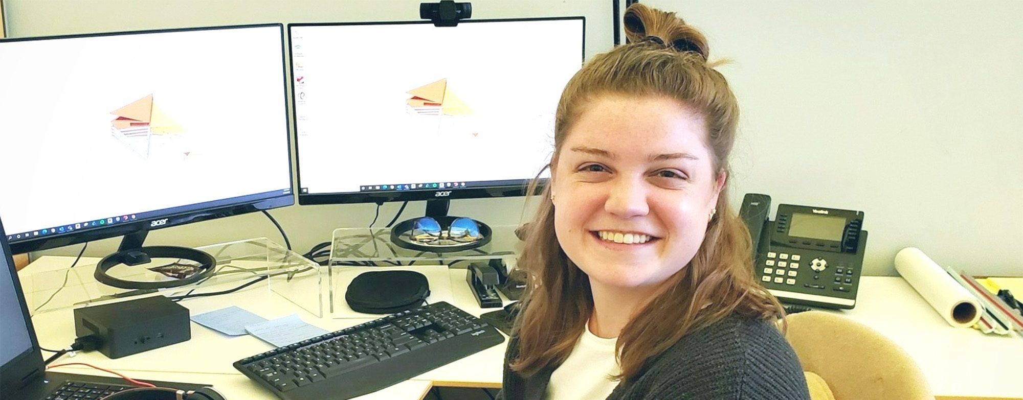 Emily Hegbli at her desk