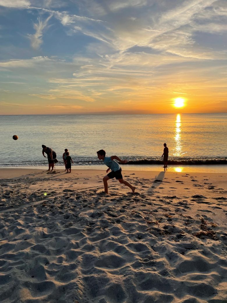 Andy and family beach at sunset