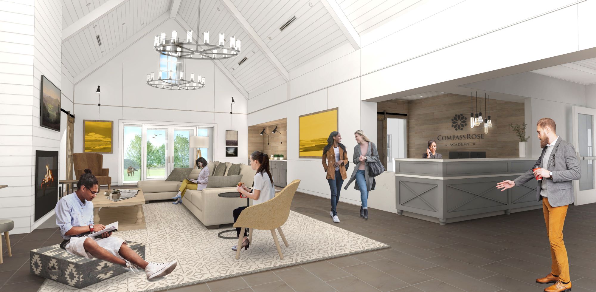 Compass Rose Academy hub interior rendering