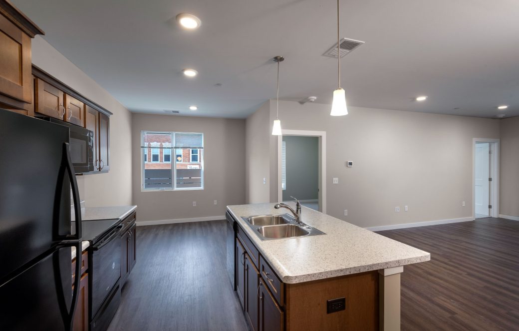 Kitchen island in Van Buren Flats