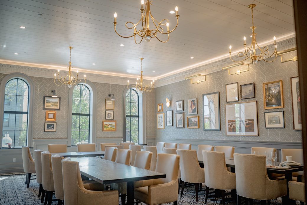 formal dining room with chairs and tables