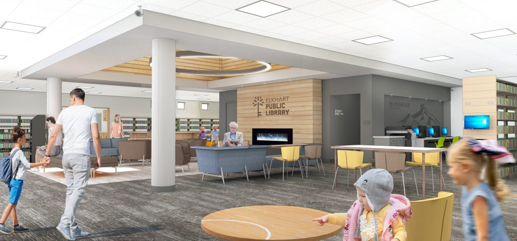 Elkhart Public Library Lobby Interior Rendering