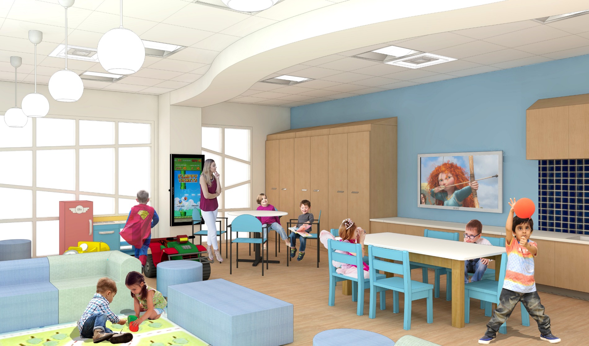 children's hospital play room rendering