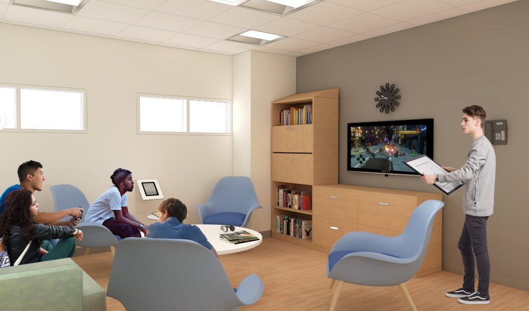 children's hospital teen room rendering