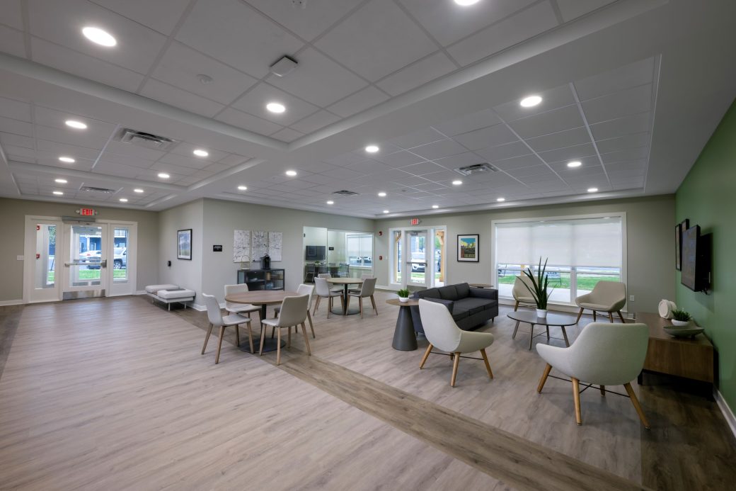 lounge with tables and chairs