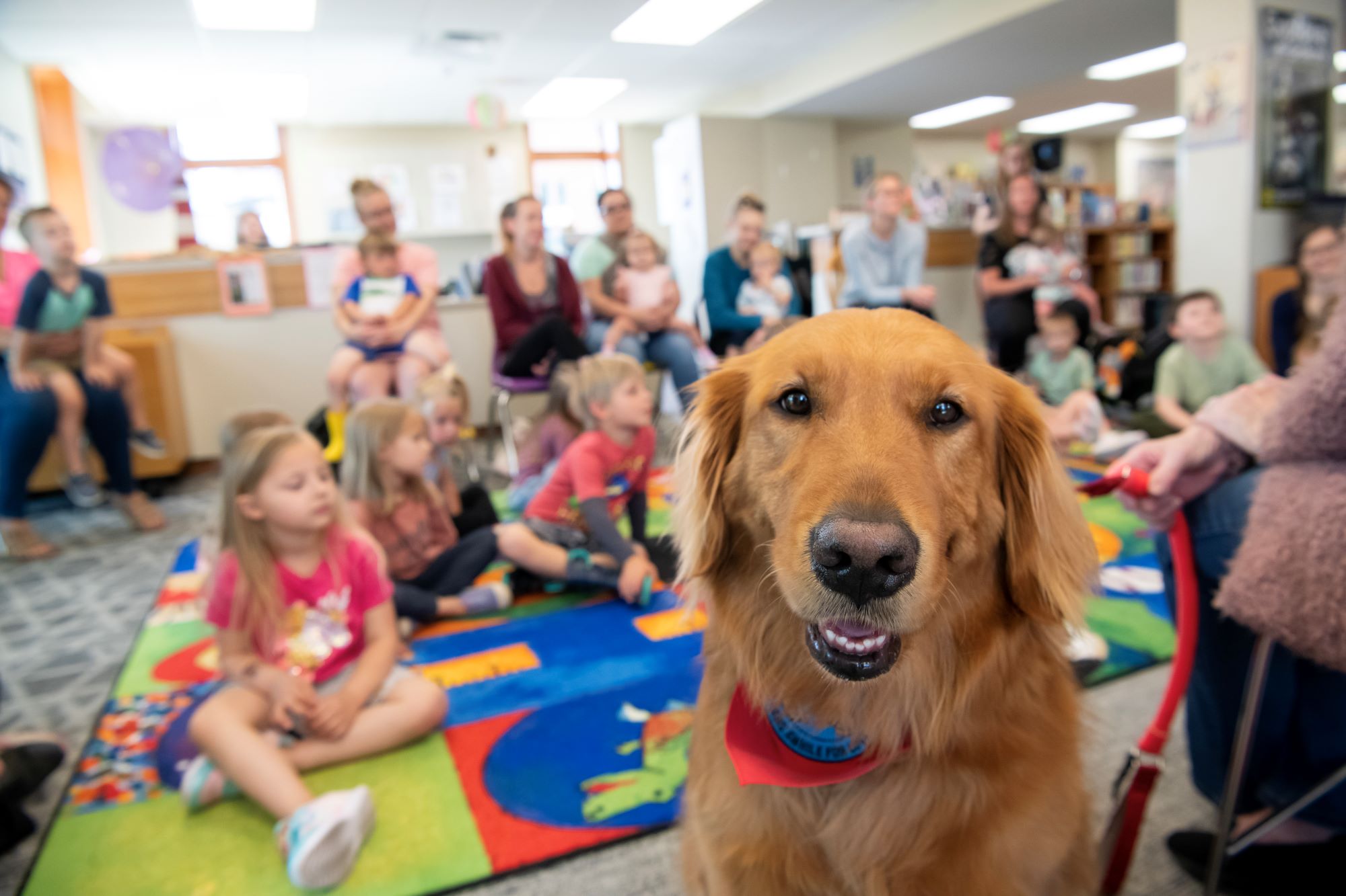 Hartford City Public Library Children's Area Activity Space Storytime with Ruby the Dog