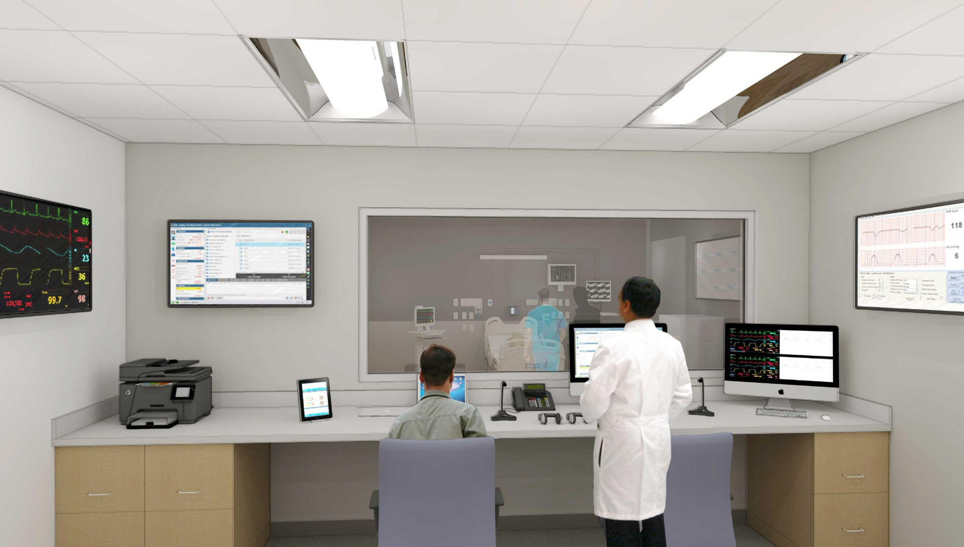 Ascension St. Vincent Simulation Center Control Room Rendering