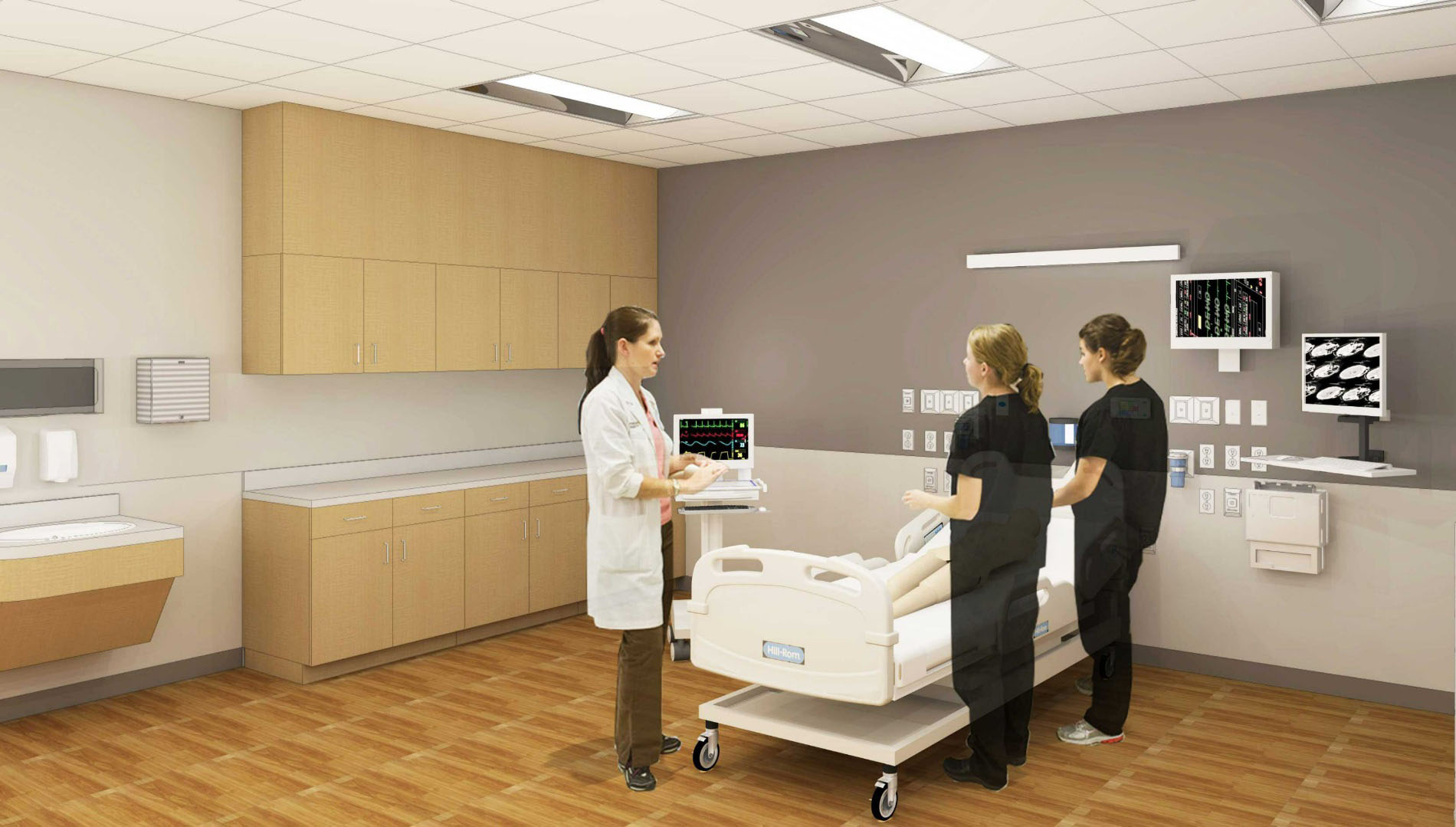 Ascension St. Vincent Simulation Center Patient Room Rendering