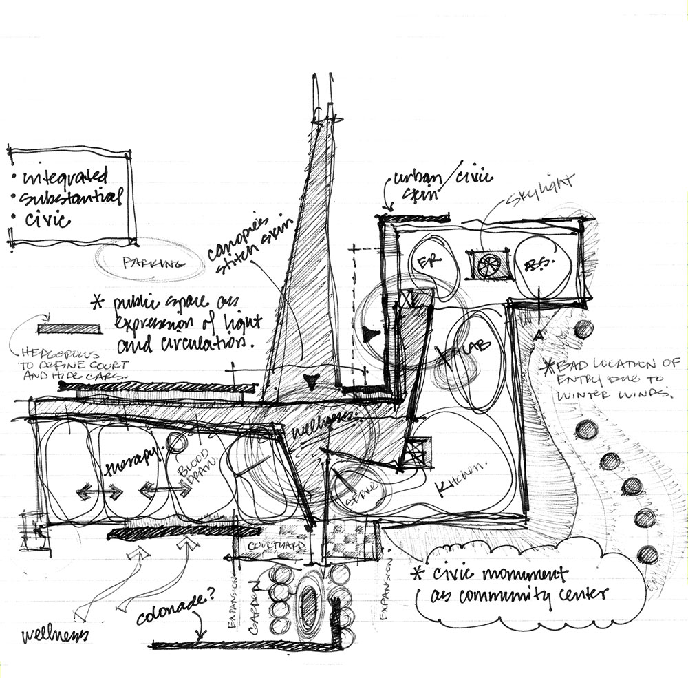 Cameron Memorial Hospital Concept Sketch