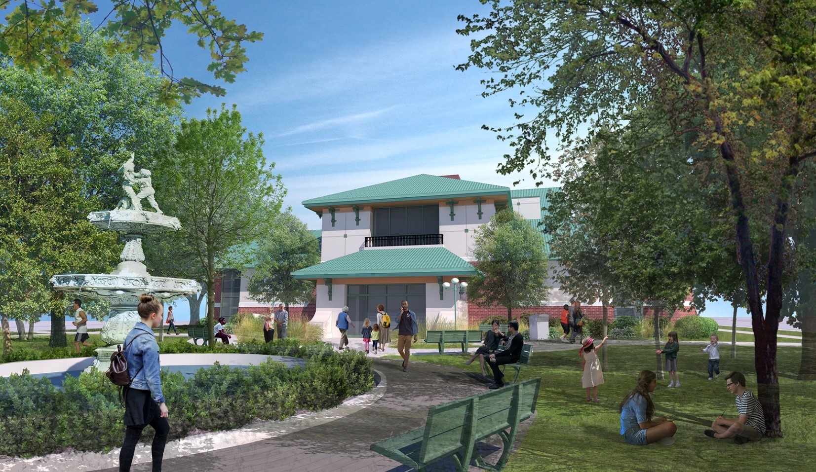 Eckhart Public Library entrance rendering