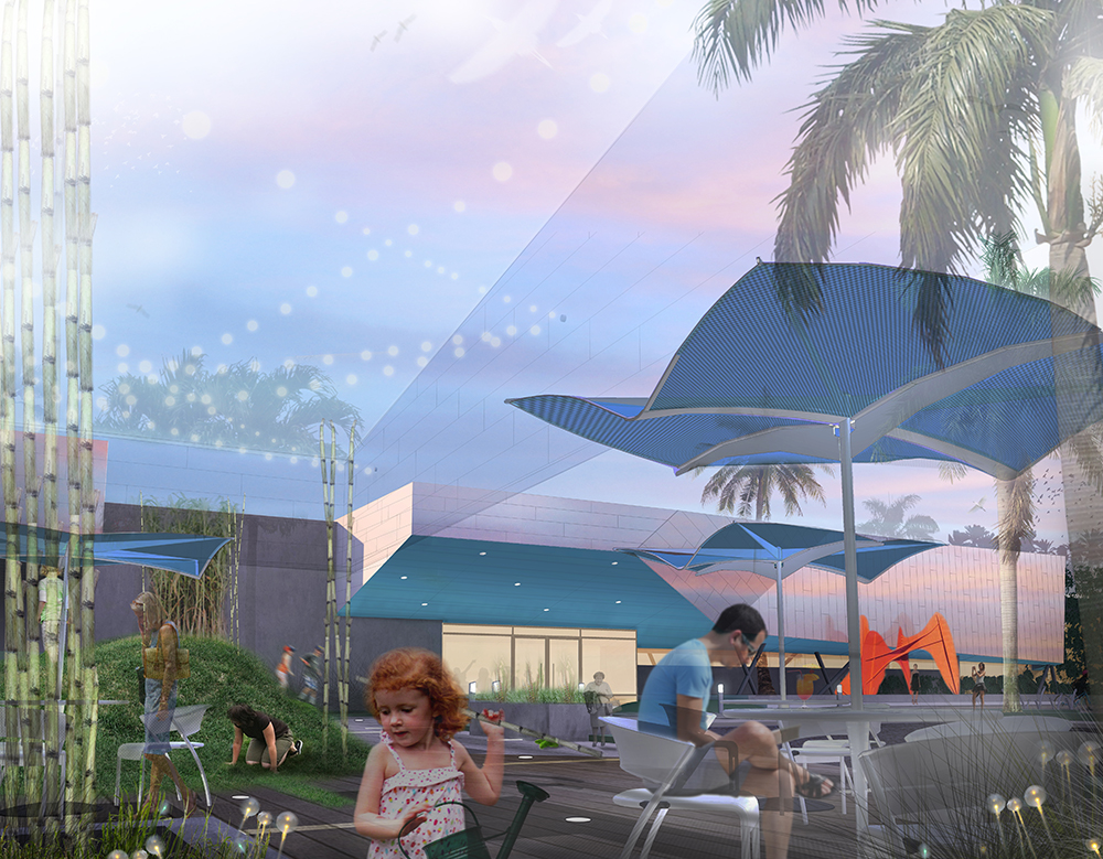 Imaginarium Wave Field outdoor dining rendering