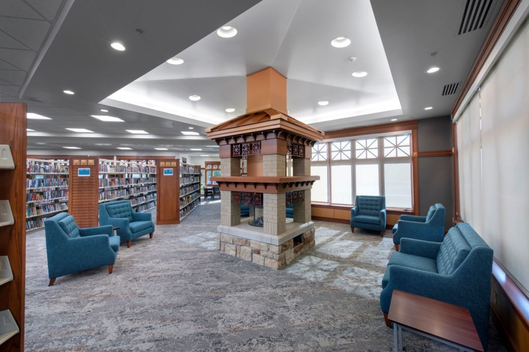 New Carlisle-Olive Township Public Library with Interior Fireplace