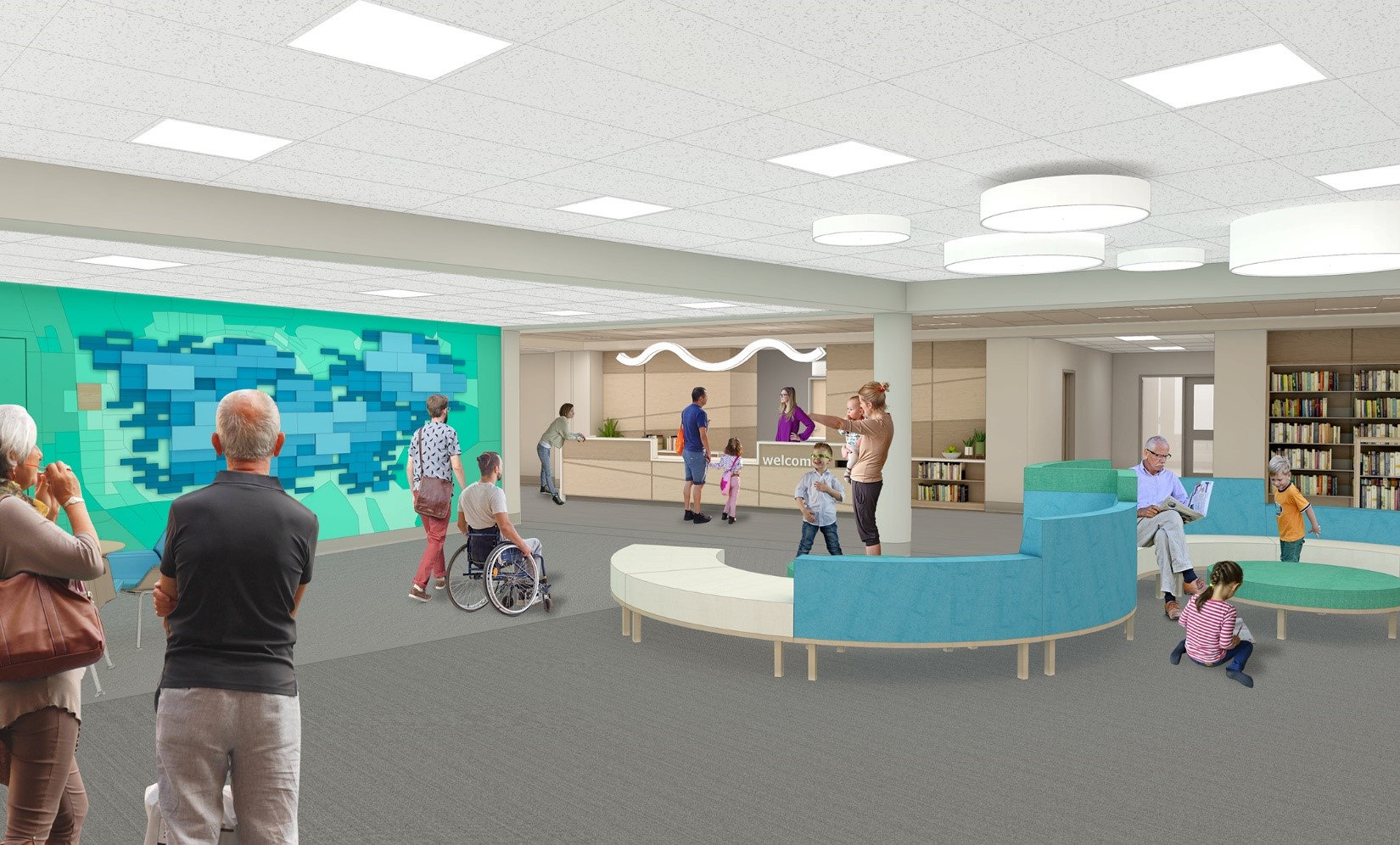 North Webster Community Public Library interior rendering