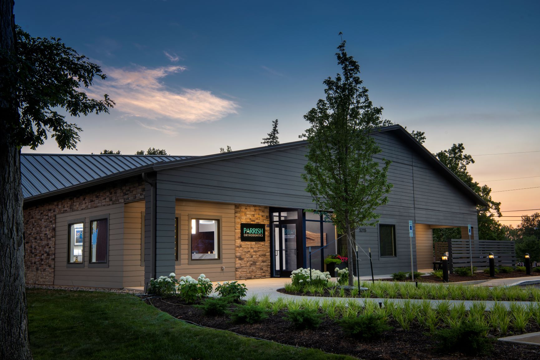 Parrish Orthodontics exterior dusk 2