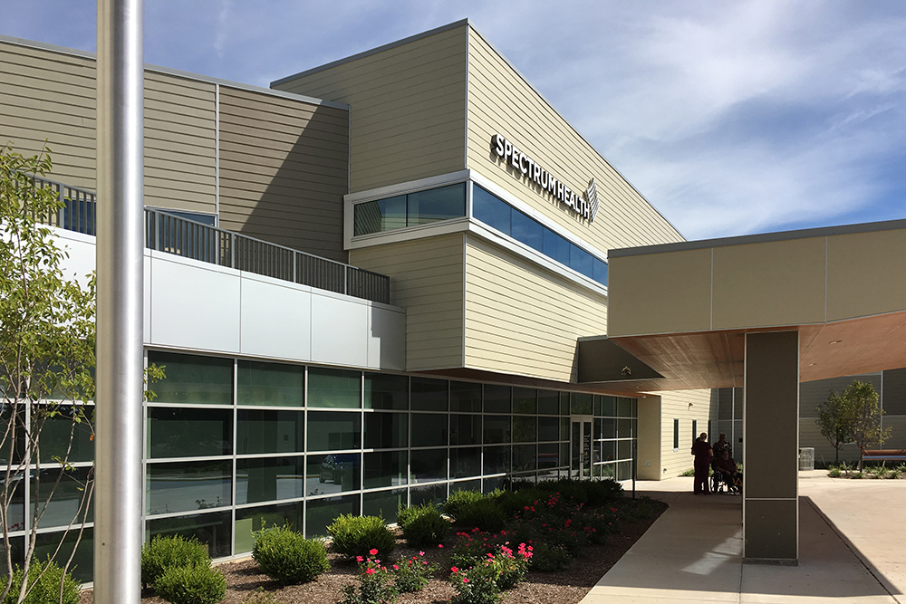 Spectrum Health Entrance Aerial Rendering