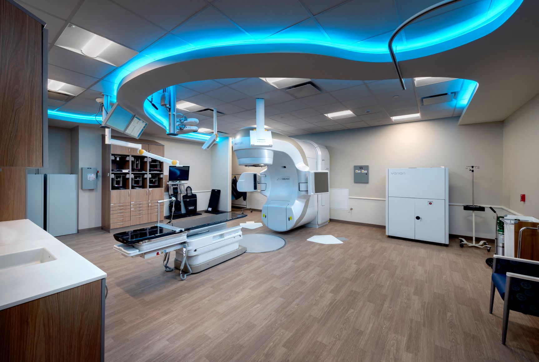 St. Vincent Cancer Center Linear Accelerator with Blue Lighting