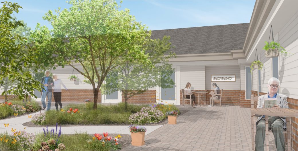 Stillwater Hospice Exterior Rendering 2 Courtyard