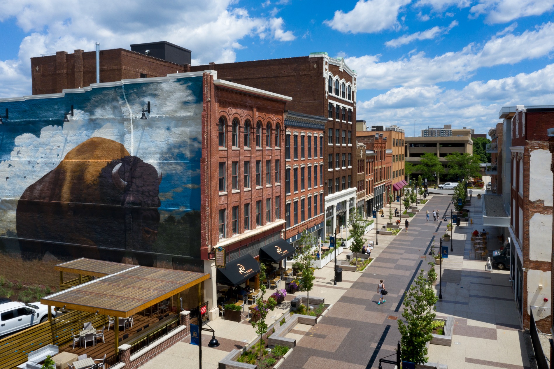 The Landing Aerial View with Mural