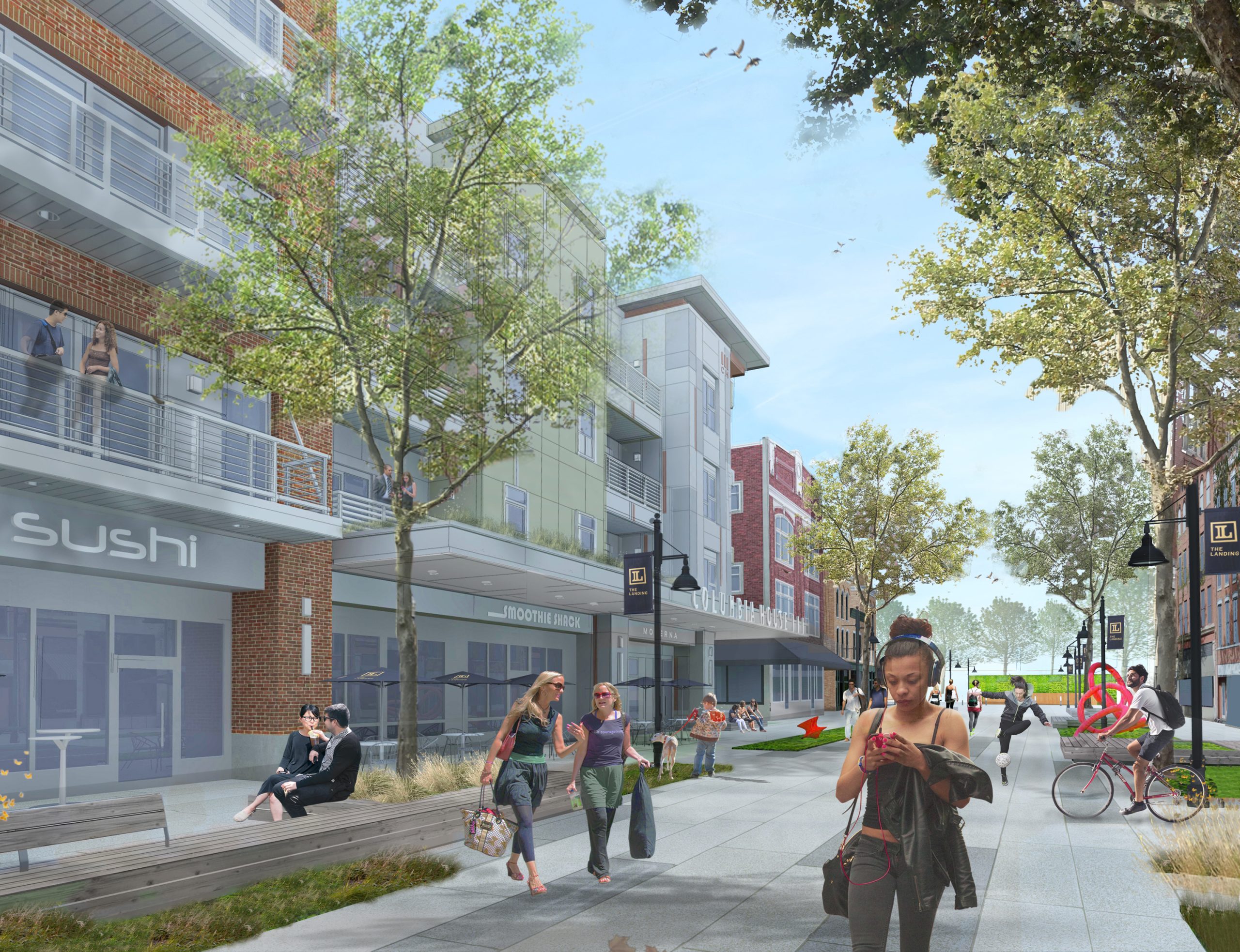 The Landing Rendering, New Construction streetscape view