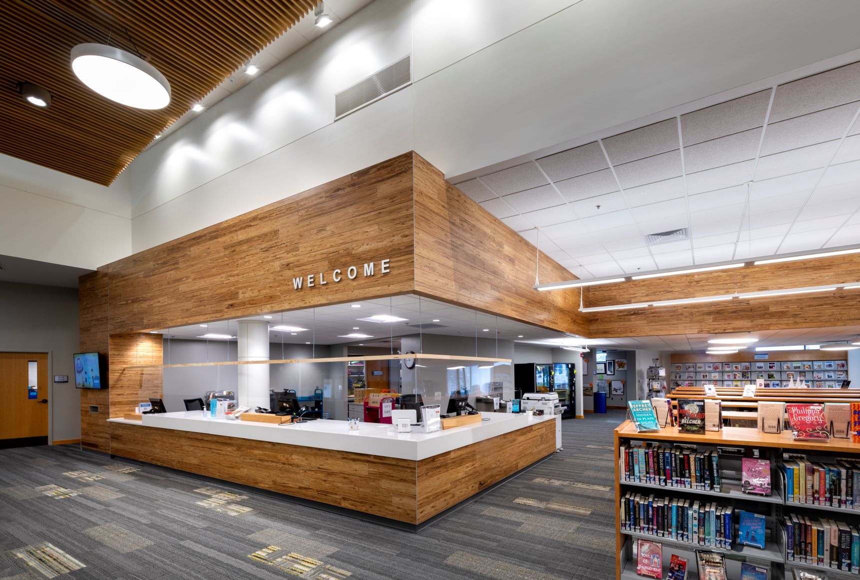 Wells County Public Library Welcome Circulation desk2