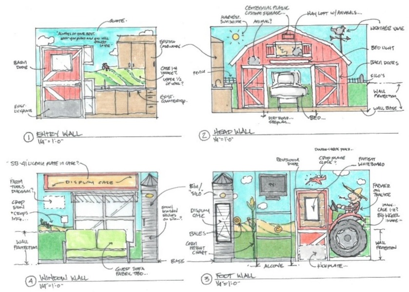 Peyton Manning Children's Hospital Farm Theme Room Sketch