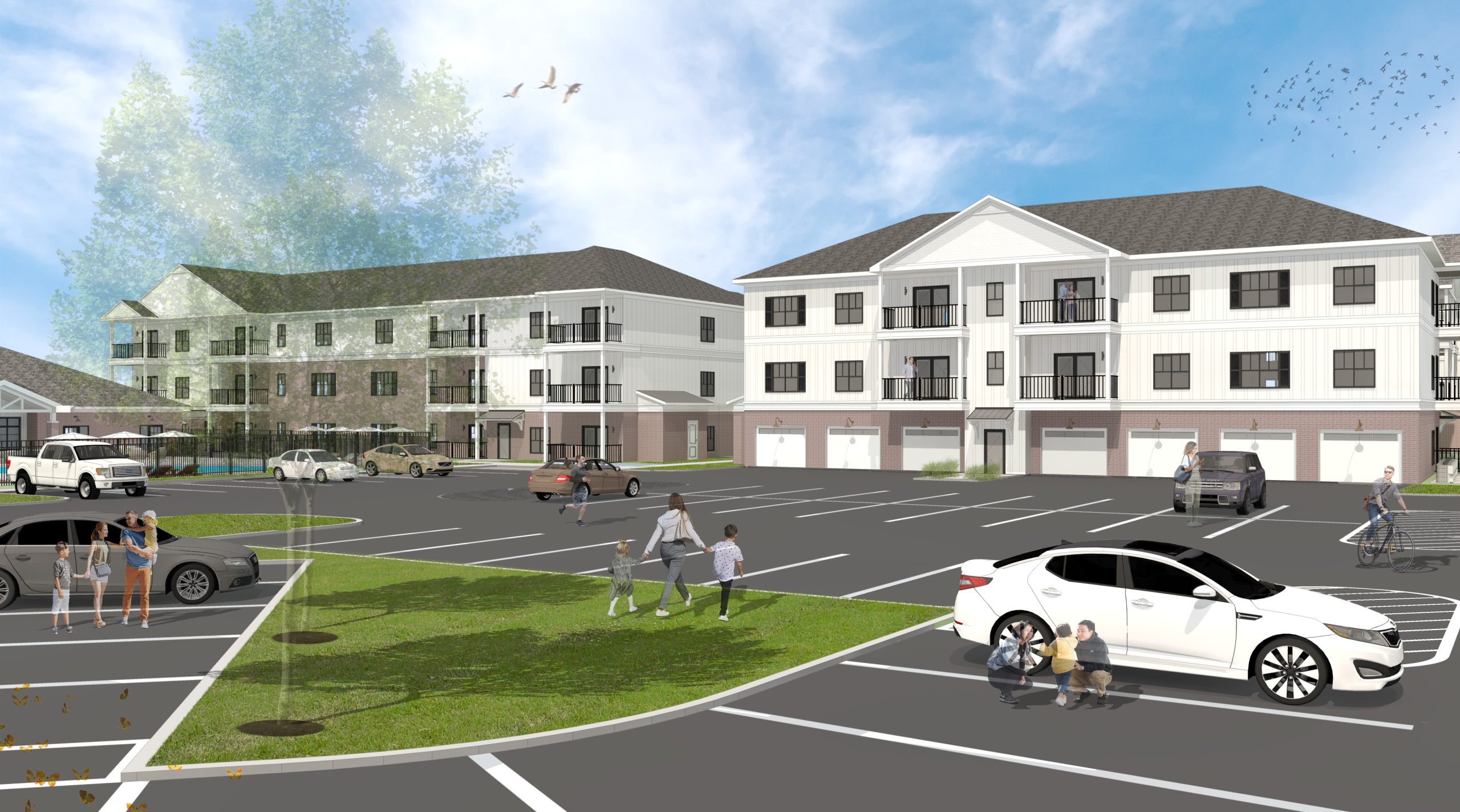 garages and apartments rendering