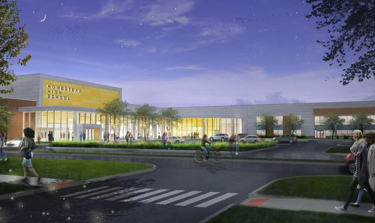 Homestead High School front entrance render