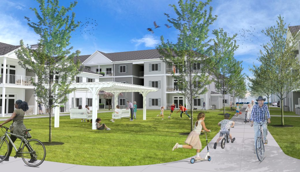 Village Premier Park Rendering of courtyard and pavilion