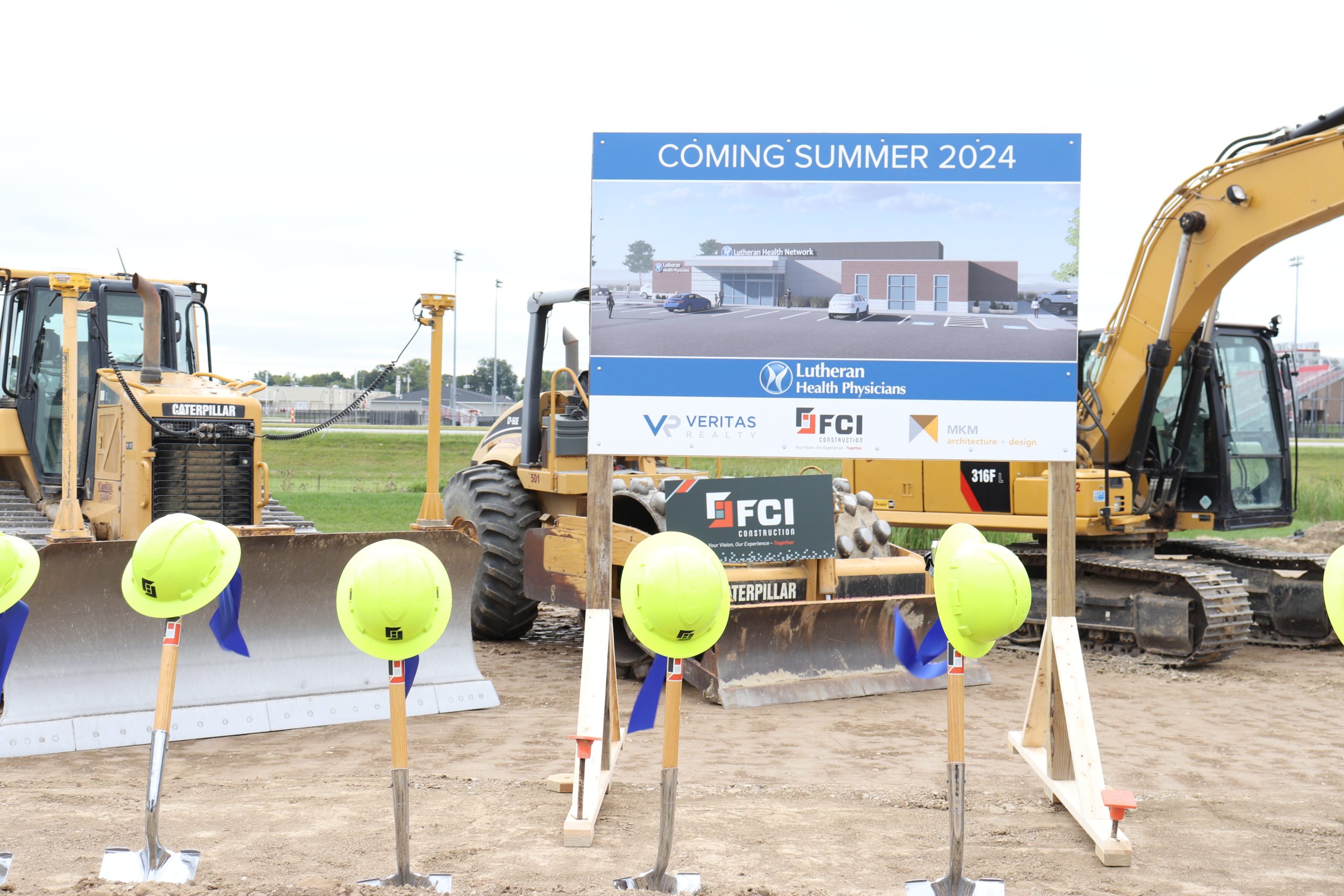 shovels and hats in a construction area