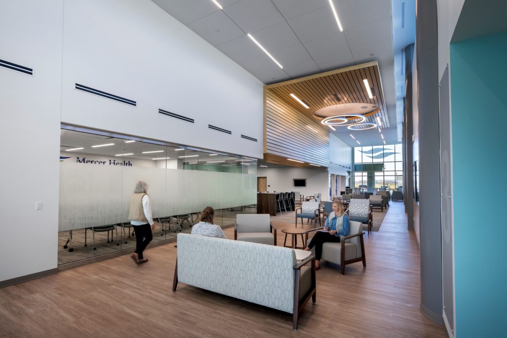 lobby at Mercer Health Marion with people