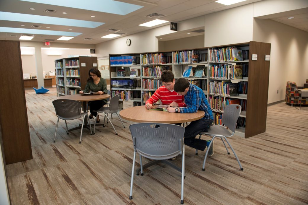 La Porte Library Rolling Prairie Branch People at Work Tables