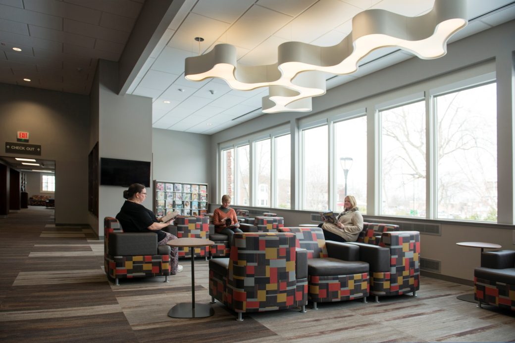 La Porte Library Main Branch Seating and Light Fixture