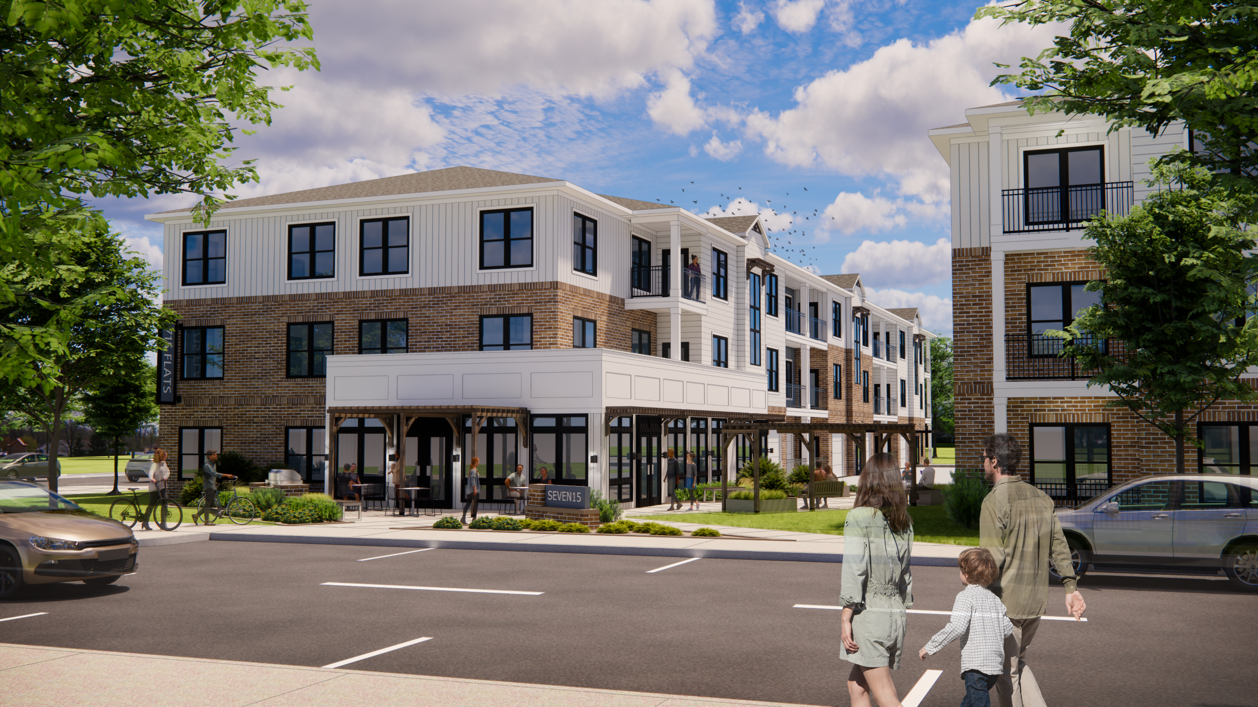 courtyard rendering with people