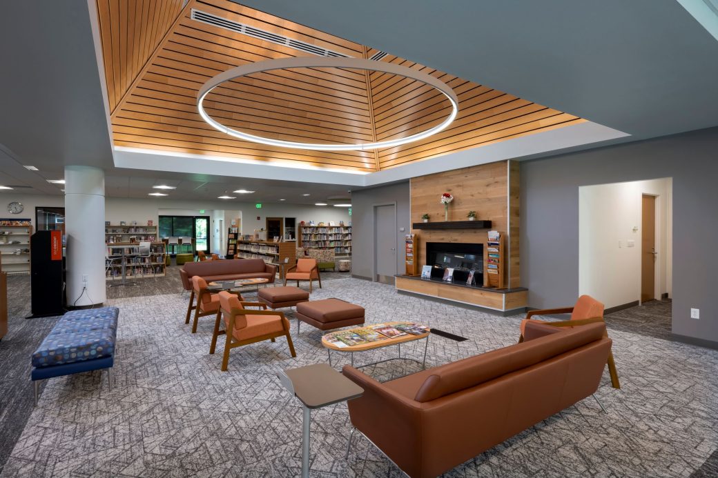 center lounge with vaulted ceiling area