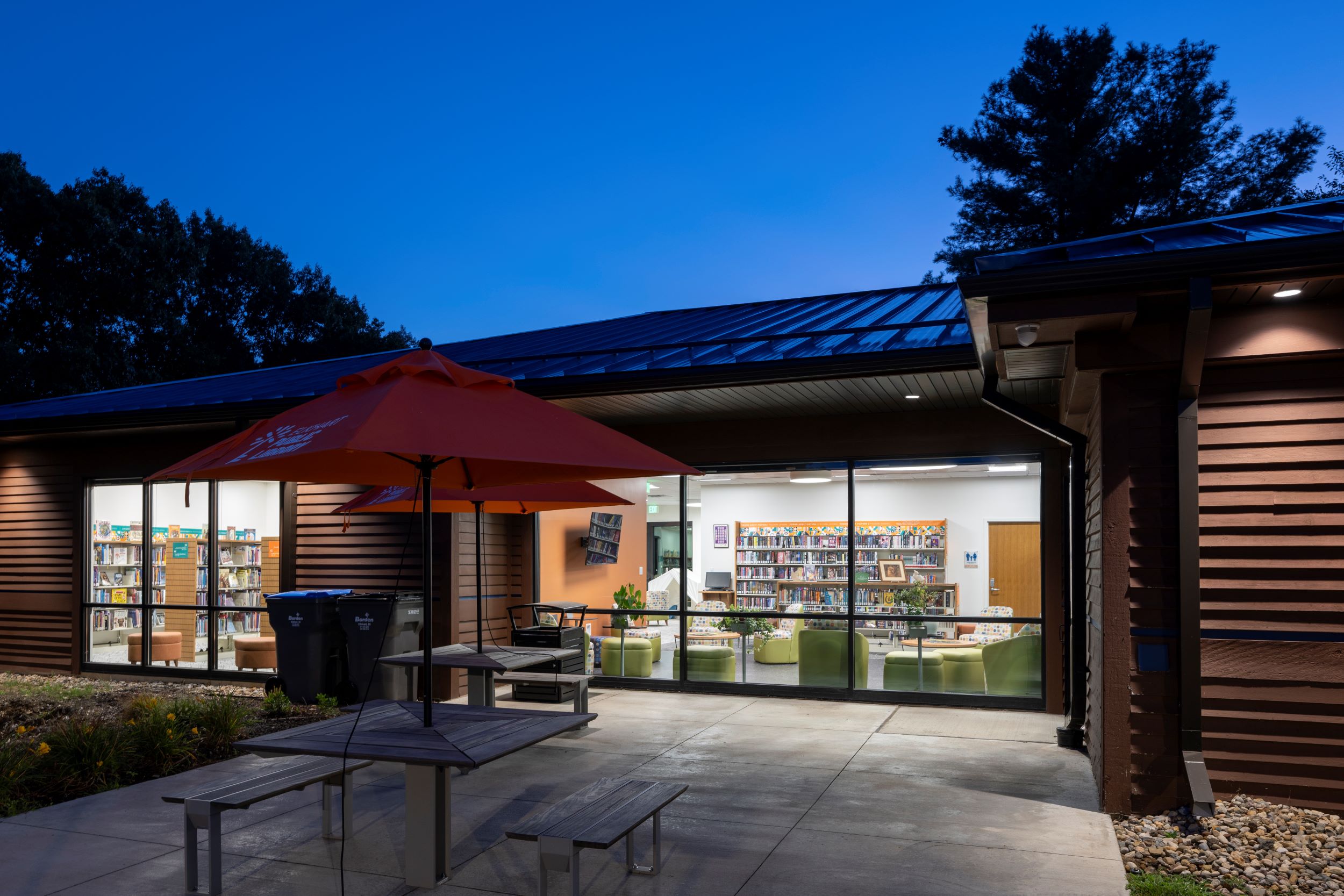 exterior night looking in windows