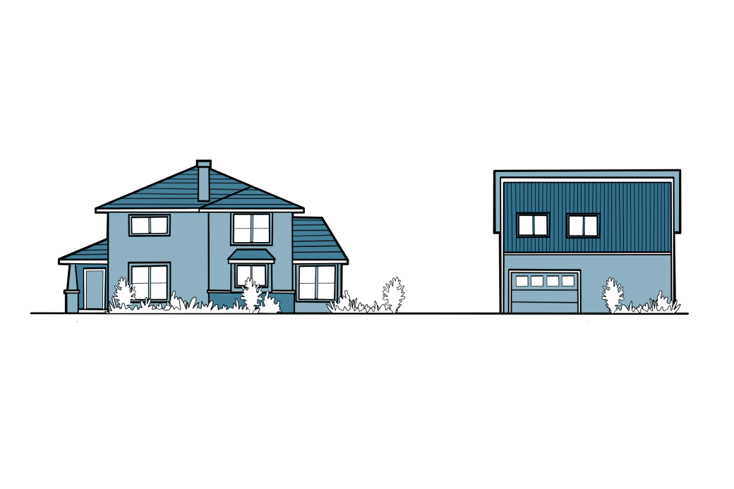 a diagram of a single family house with a separate cottage housing option