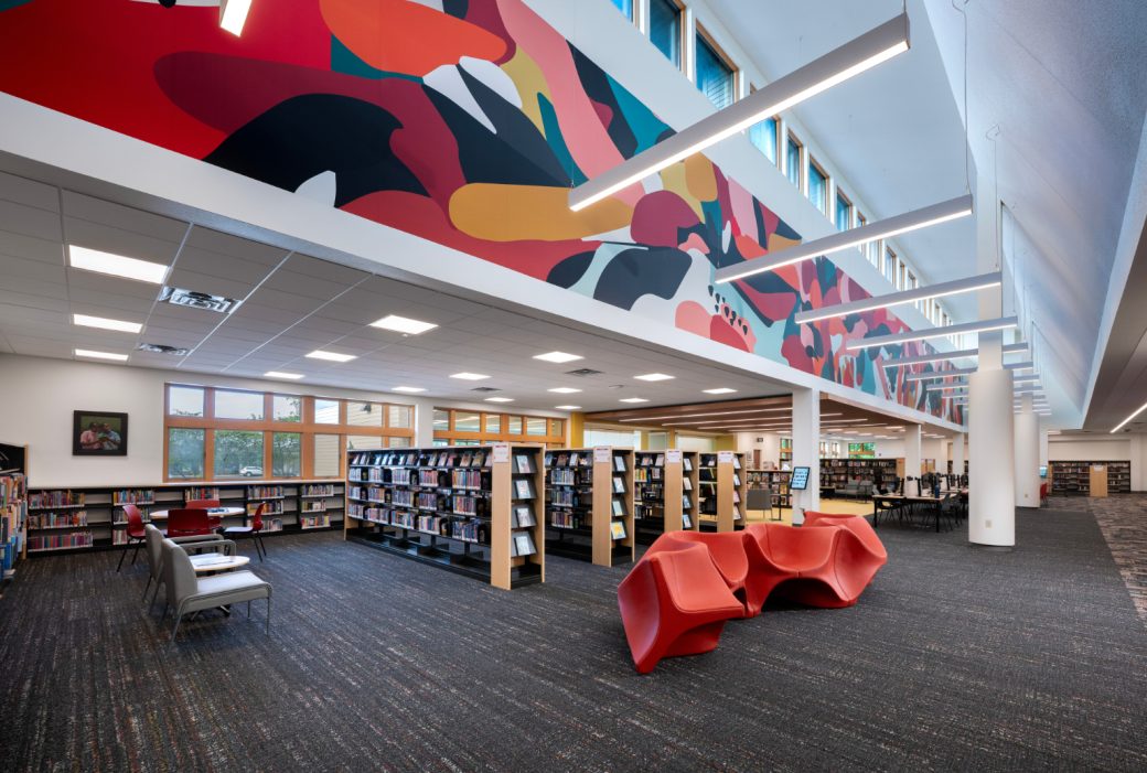 Skylight and sitting area inside St. Joe County, LaSalle Branch Library